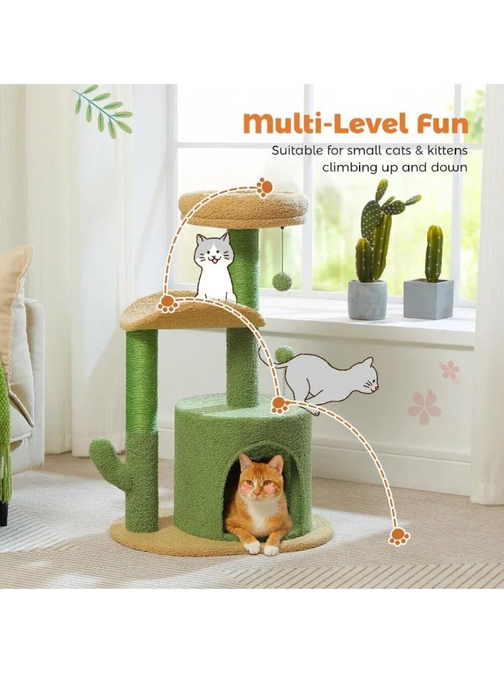 New 32-Inch Purple Flower Cat Tree Tower with Scratching Post - Condo for Cats